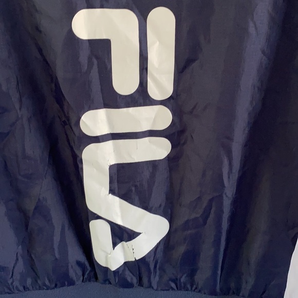 Vintage FILA windbreaker wind shell jacket navy blue white rain wind coat zip - Picture 5 of 7